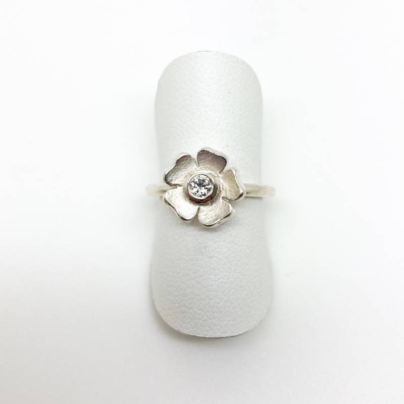 Diamant Silber Blumenring - Handgemachter Douglas Entwurf von DougHughesJewellery