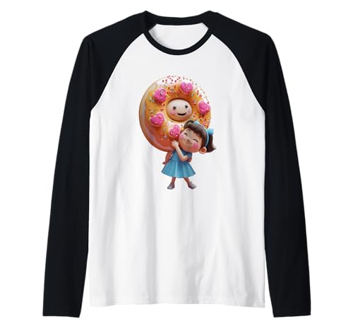 Süßes Donut-Mädchen, lustiges Unisex-Design für Männer und Frauen Raglan von Doughnut Girl Funny Unisex Design Men Women Tee