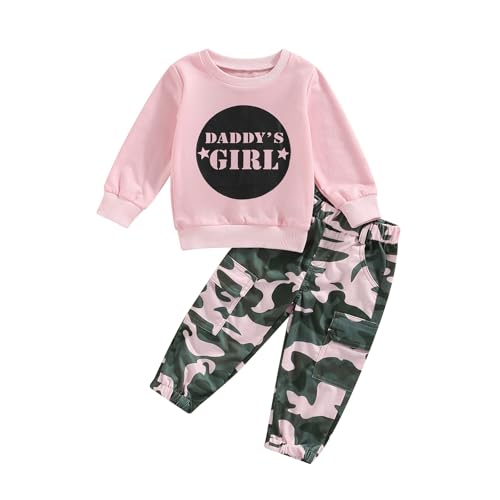 Douhoow Kleinkind Mädchen Kleidung Baby Mädchen Sweatshirt Tops Camo Hose 1T 2T 3T 4T 5T 6T Mädchen Herbst Winter Festival Outfits, Pink, 4-5 Jahre von Douhoow