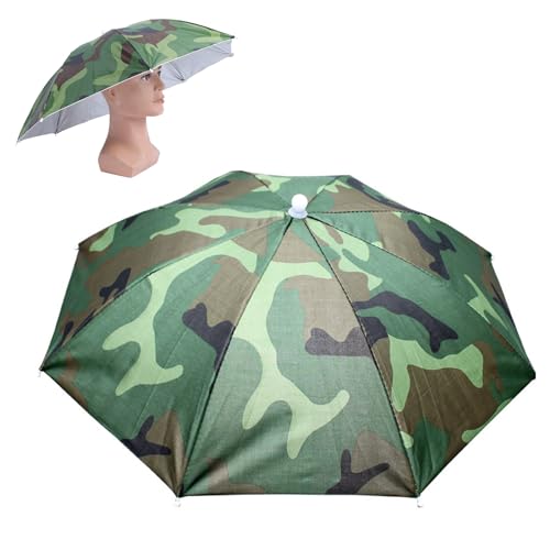 Doukesh Faltbarer Regenschirmhut,Sonnenschirm-Hut,Faltbarer Regenschirm Regenschirmmütze,Kopfregenschirm,Faltbarer Hutschirm,Sonnenschutz Kopfbedeckung Angelschirm,Kopfmontierter Regenschirm Hut von Doukesh