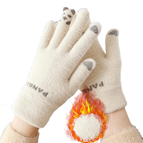 Winter Touchscreen Handschuhe Damen,Strickhandschuhe Damen,Gestrickte Handschuhe Damen,Warm Strick Handschuhe,Winterhandschuhe Damen,Handschuhe Winter,Warme Handschuhe,Weihnachtsgeschenke (Beige) von Doukesh