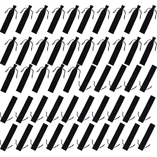 Doumneou 100Pcs Samt Stift Beutel Schwarz Kordelzug Tasche Single Pen Halter Verpackung Sleeve für Schule Büro Business Geschenk von Doumneou