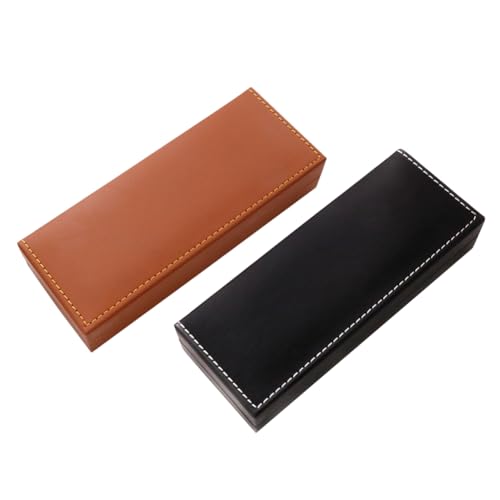 Doumneou 2 x Kugelschreiber-Etui, Stiftehalter, Füllfederhalter-Box, Schmuck, leeres Etui, Federmäppchen für Erwachsene, Schwarz/Braun von Doumneou