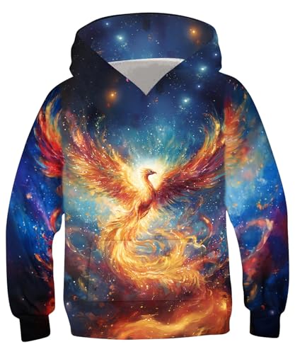 Dounpum 3D Phönix Hoodie Kinder Jungen Mädchen Lustig Kapuzenpullover Langarm Sweatshirt Pullover 12-13 Jahre von Dounpum