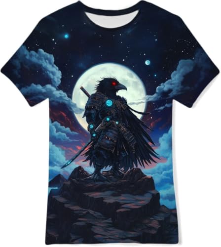 Dounpum Kinder Coole Tshirts Jungen Kurzarm Basic T-Shirt Kriegerkrähe Jungen Tshirt Lustig 13-14 Jahre von Dounpum