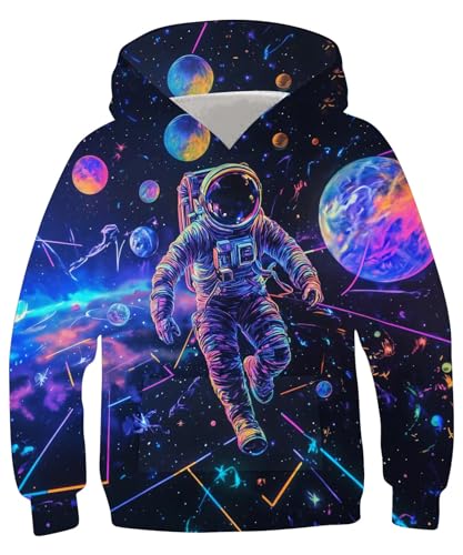 Dounpum Unisex Kinder Hoodie 3D Planet Lustig Kapuzenpullover Langarm Pullover Hoodies Sweatshirt für Jungen Mädchen mit Tasche 12-13 Jahre von Dounpum