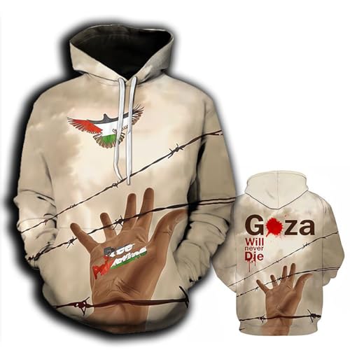 DouxiE Befreie Palästina, rette Gaza auf Arabisch, Friedenstaube, palästinensische Flagge, Widerstand gegen Männer, Frauen, Kinder, Pullover-Hoodie,L,#6 von DouxiE