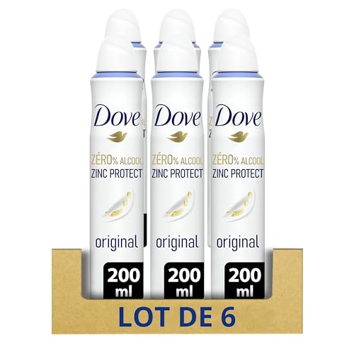 DOVE - Original Zinc Protect Deodorant für Damen, Spray, 0% Alkohol, 72 Stunden Geruchsschutz (6 x 200 ml) von Dove