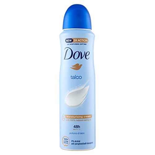 Dove, Deospray Talkum, mit 1/4 Feuchtigkeitscreme, Talkumduft, Antitranspirant, ohne Alkohol, trockene Haut bis zu 48 Stunden, Deodorant für Damen und Herren, 150 ml von Dove