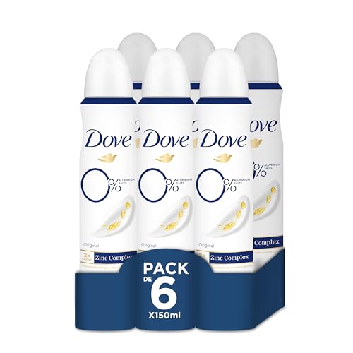 Dove 0% Deosol-Spray für Damen, 48 Stunden, ohne Aluminium und Alkohol, mit antibakteriellem Zinkschutz, 150 ml, 6 Stück von Dove