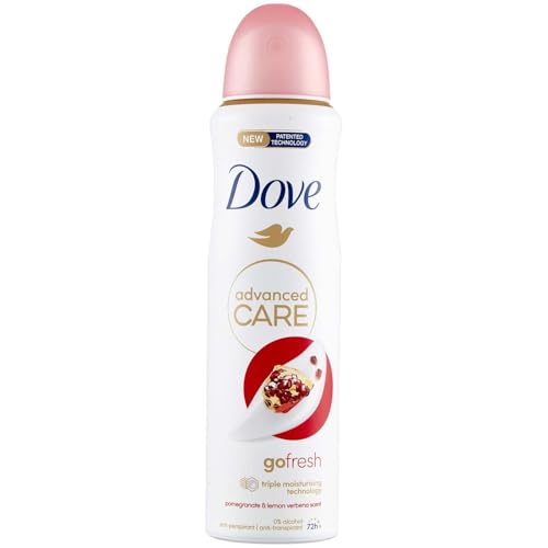 Dove Advanced Care Go Fresh Granatapfel Deospray mit feuchtigkeitsspendender und hautfreundlicher Formel, ohne Alkohol, trockene Haut bis zu 72 Stunden, Deodorant für Damen und Herren, 150 ml von Dove