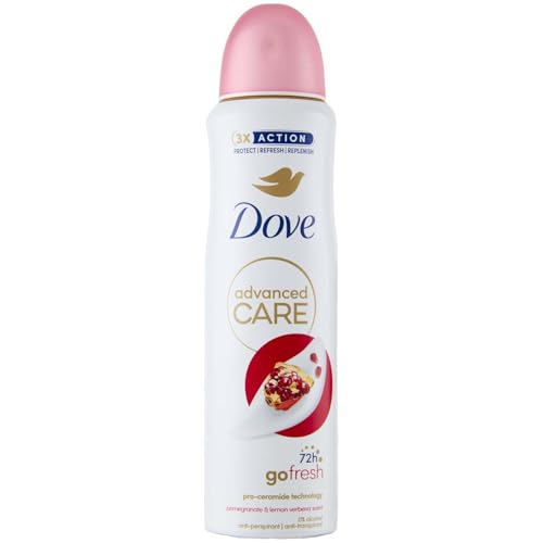 Dove Advanced Care Go Fresh Granatapfel-Deodorant, mit feuchtigkeitsspendender und hautfreundlicher Formel, ohne Alkohol, trockene Haut bis zu 72 Stunden, Deodorant für Damen und Herren, 150 ml von Dove