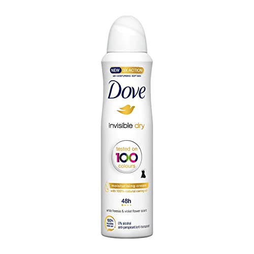 Dove Deospray Damen Invisible Dry, 3er Pack 0% Alkohol Antitranspirant 48 Stunden Schutz (3 x 150 ml) von Dove