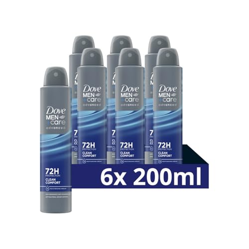 Dove Dove Men + Care, Deodorant für Herren, mit 1/4 Feuchtigkeitscreme, feuchtigkeitsspendende und hautfreundliche Formel, Schutz bis zu 72 Stunden, 6 Stück à 200 ml von Dove