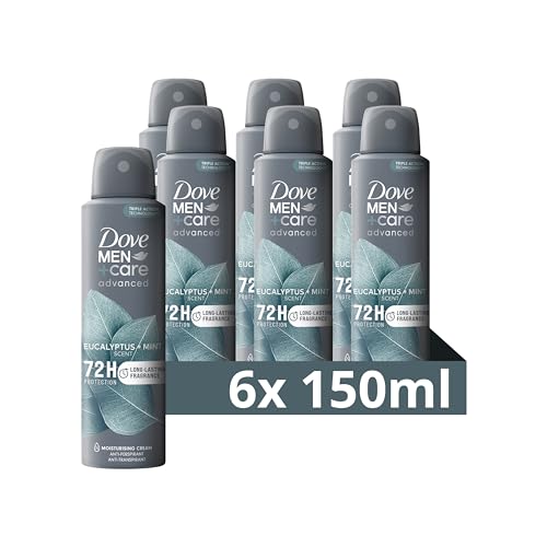 Dove Dove Men + Care Deodorant Eukalyptus und Minze Spray Advanced Care, Deodorant für Herren, mit 1/4 Feuchtigkeitscreme, feuchtigkeitsspendende und hautfreundliche Formel, Schutz bis zu 72 Stunden, von Dove