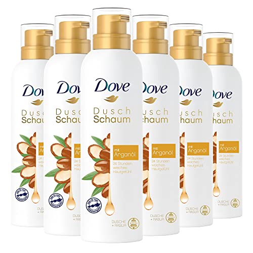 Dove Duschschaum Rasierschaum Damen 6er Pack Arganöl für Samtweiche Haut spendet Feuchtigkeit (6 x 200 ml) von Dove