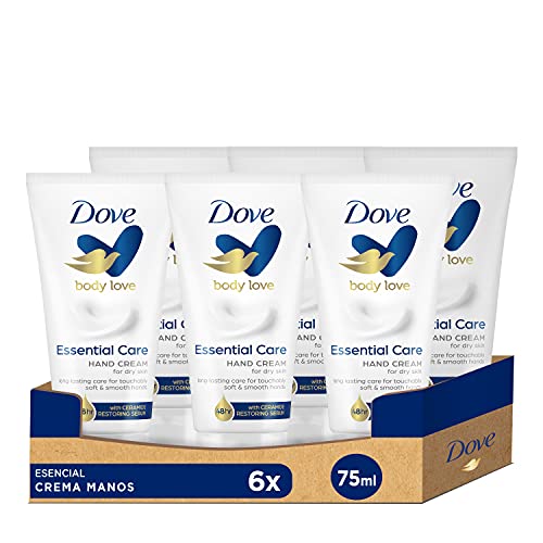 Dove Feuchtigkeitsspendende Handcreme, essentielle Ernährung, spendet Feuchtigkeit und pflegt die Haut, 75 ml, 6 Stück von Dove