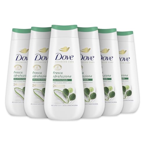 Dove Frisches Duschgel, feuchtigkeitsspendend, feuchtigkeitsspendendes Duschgel, milde Formel auf dem Hautmikrobiom, mit pflanzlichen Feuchtigkeitsspendern, ohne SLES, Duschbad für Damen und Herren, 6 von Dove
