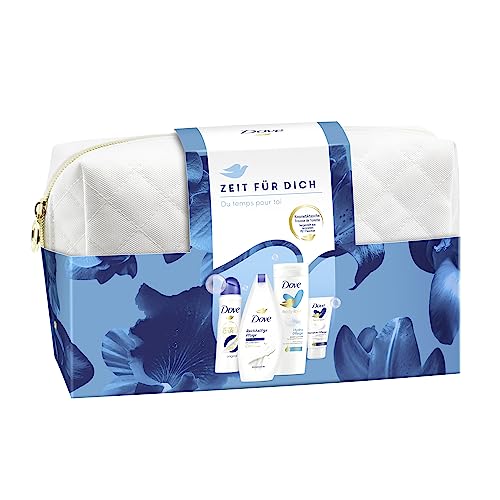 Dove Geschenkset "Zeit für Dich" mit Pflegedusche, Deodorant, Body Lotion und Handcreme mit Kosmetiktasche 250 ml + 150 ml + 400 ml + 75 ml von Dove