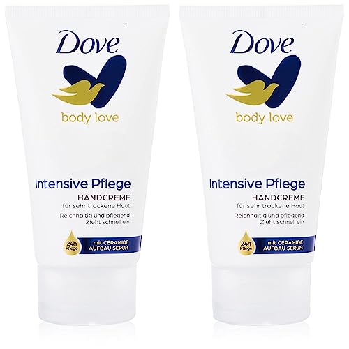 Dove Handcreme Intensiv mit PflegeDUO (intensive Feuchtigkeit und Tiefenpflege) speziell für sehr trockene Hände, 75ml (2er Pack) von Dove