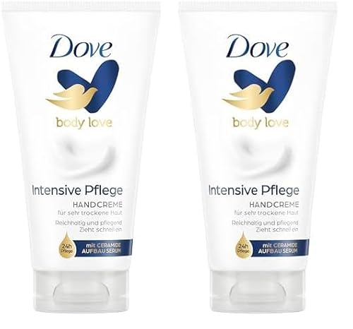 Dove Handcreme Intensiv mit PflegeDUO (intensive Feuchtigkeit und Tiefenpflege) speziell für sehr trockene Hände, 75ml (2er Pack) von Dove