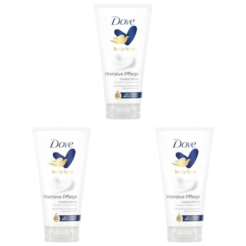 Dove Handcreme Intensiv mit PflegeDUO (intensive Feuchtigkeit und Tiefenpflege) speziell für sehr trockene Hände, 75ml (3er Pack) von Dove