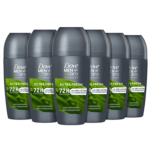 Dove Men+Care Roll-On Advanced Care Extra Fresh Deodorant für Herren, Antitranspirant ohne Alkohol, mit 1/4 Feuchtigkeitscreme, Schutz bis zu 72 Stunden, 6 Stück à 50 ml von Dove