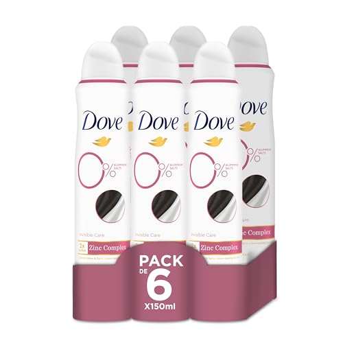 Dove Sensitive 0% Unsichtbares Deodorant, Spray 48h, ohne Aluminium und Alkohol, für Damen und empfindliche Haut, mit antibakteriellem Zinkschutz, 6 x 150 ml von Dove