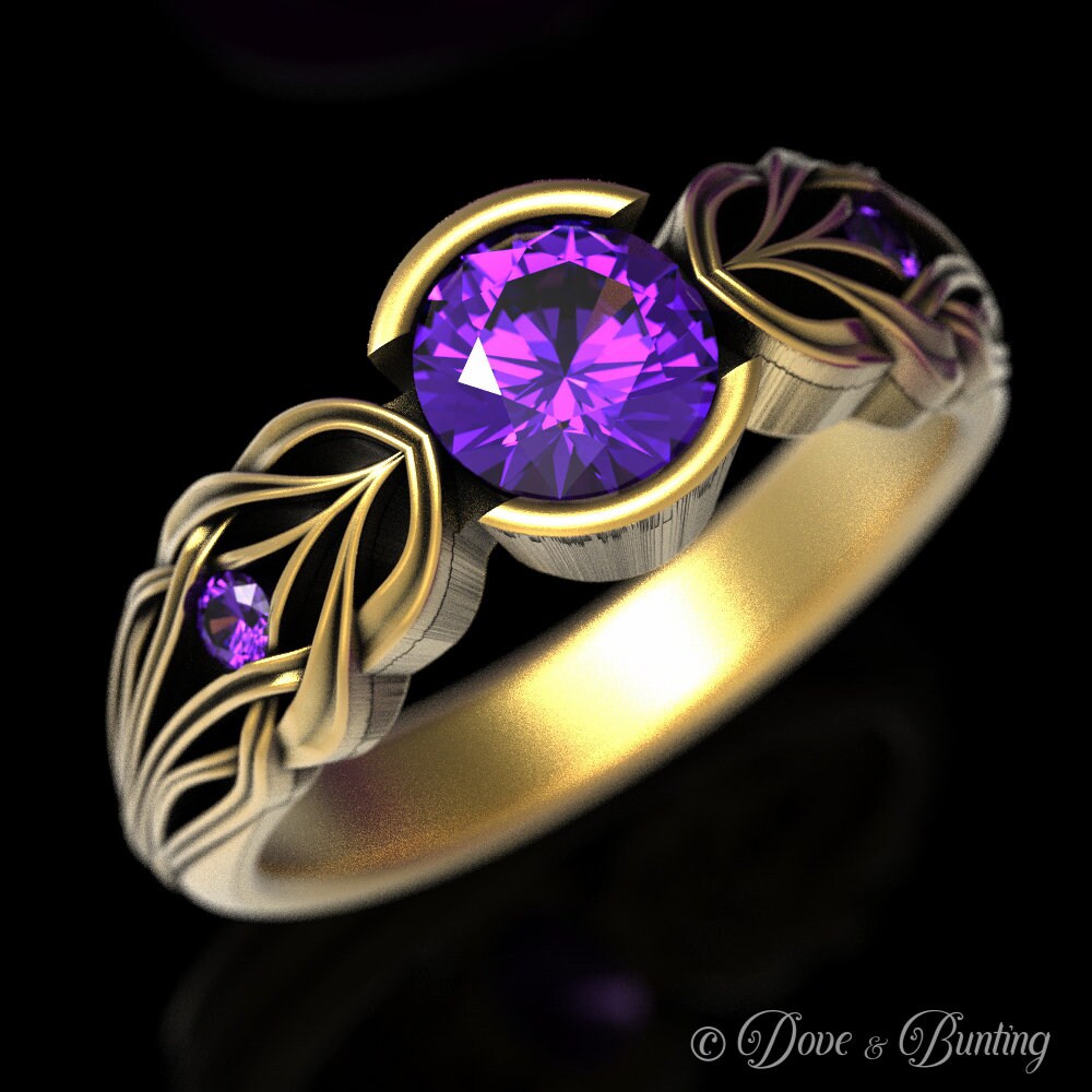 Amethyst Gold Verlobungsring, Jugendstil Ring, Ehering, Weißgold 1658 von DoveAndBunting