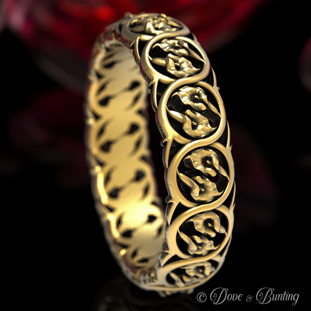 Calla-Lilien-Ring, Jugendstil-Ehering, Gold-Lilien-Ring, Blumen-Ehering, Gold-Ehering, Lilien-Ehering, Lilien-Schmuck, 1566 von DoveAndBunting