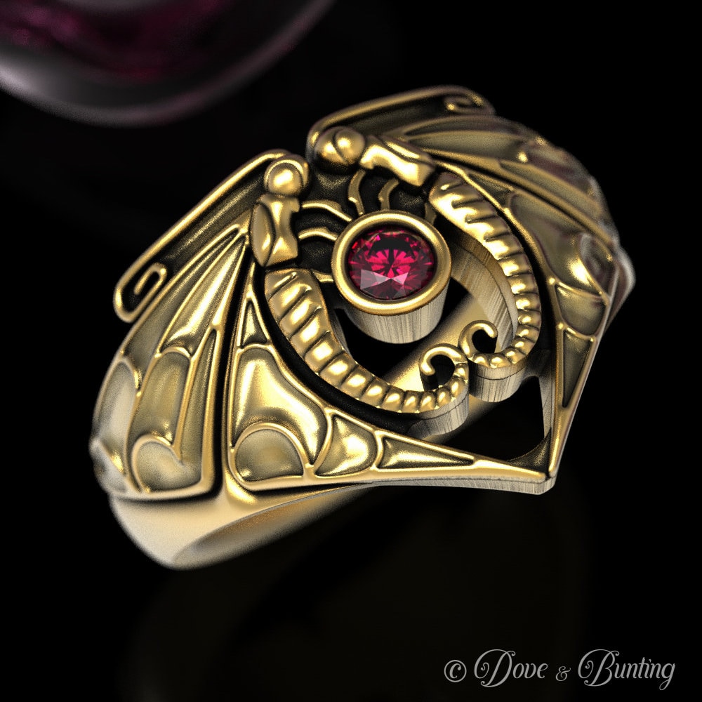 Gold Schmetterling Ring, Weißgold Rubin Antik Jugendstil Platin 1619 von DoveAndBunting