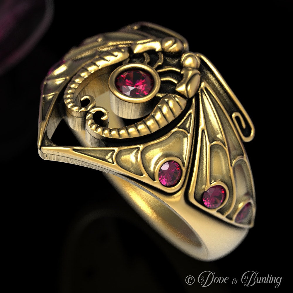 Gold Schmetterling Ring, Weißgold Rubin Antik Jugendstil Platin 1620 von DoveAndBunting