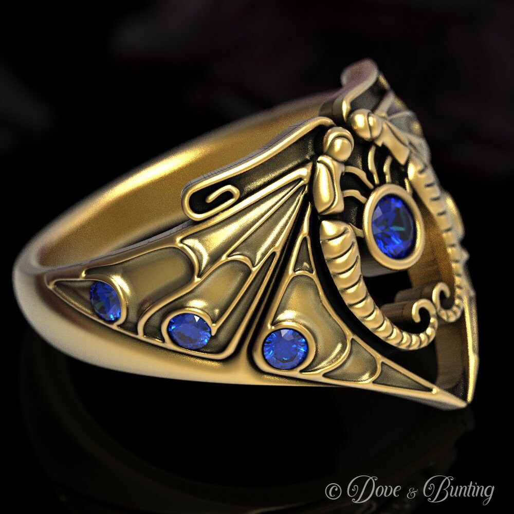 Gold Schmetterling Ring, Weißgold Saphir Antik Jugendstil Platin 1620 von DoveAndBunting