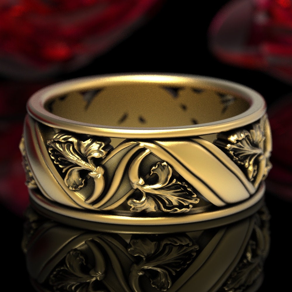 Iris Ehering, Gold Blumen Jugendstil Natur Inspiriert Ring, Blumenring, 1518 von DoveAndBunting