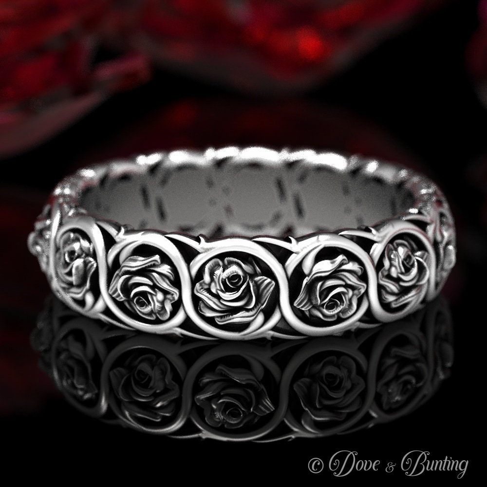 Rose Ehering, Blume Ring, Sterling Silber Petal Hochzeit Band, Blumenring, 1573 von DoveAndBunting