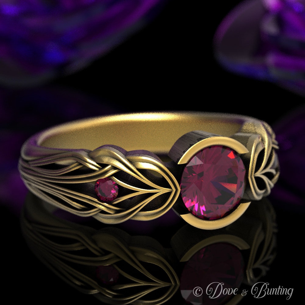 Rubin Jugendstil Ring, Gold Vintage Inspiriert Verlobungsring, Weißgold 1658 von DoveAndBunting