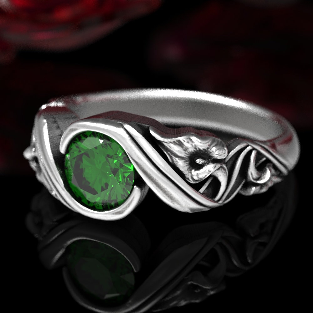 Smaragd Calla Lilie Verlobungsring, Jugendstil Ring, Ehering, Floraler Grüner Natur 1525 von DoveAndBunting