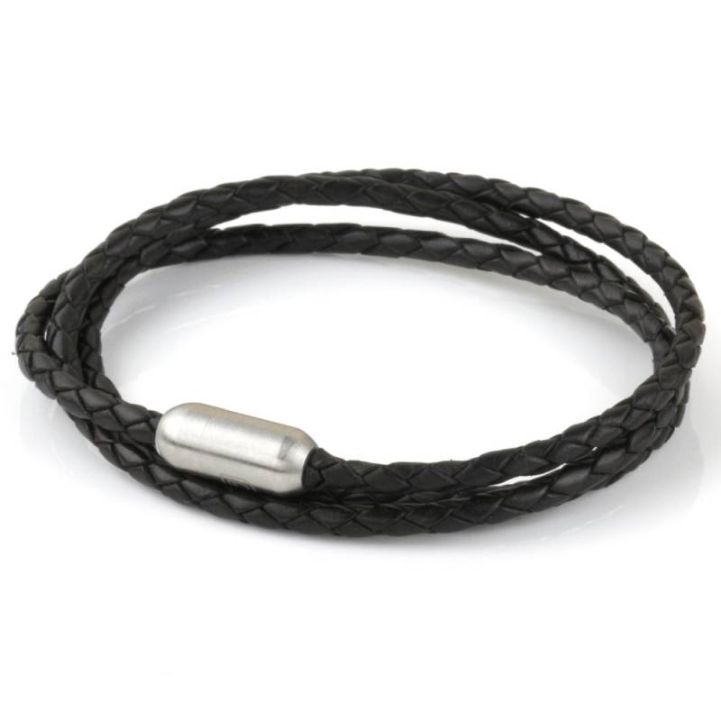 Schwarz Geflochtenes Echtleder Triple Wrap Edelstahl Armband Für Männer Oder Frauen von DowlingBrothers
