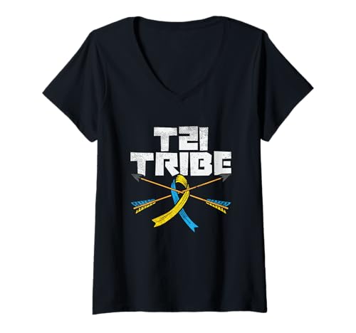 Damen Bewusstsein für das T21-Tribe-Down-Syndrom T-Shirt mit V-Ausschnitt Damen Bewusstsein für das T21-Tribe-Down-Syndrom T-Shirt mit V-Ausschnitt von Down Syndrome Awareness Designs