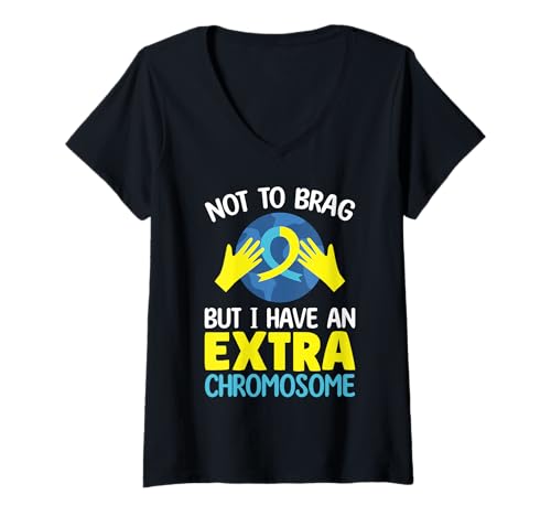 Damen Nicht Angeben Aber Ich Habe EIN Extra Chromosom T-Shirt mit V-Ausschnitt Damen Nicht Angeben Aber Ich Habe EIN Extra Chromosom T-Shirt mit V-Ausschnitt von Down Syndrome Awareness Support Gifts Apparel
