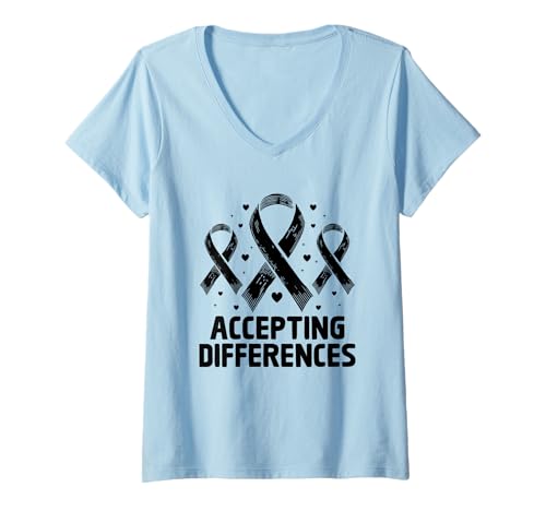 Damen Akzeptieren von Unterschieden Down-Syndrom-Bewusstseinsmonat T-Shirt mit V-Ausschnitt Damen Akzeptieren von Unterschieden Down-Syndrom-Bewusstseinsmonat T-Shirt mit V-Ausschnitt von Down Syndrome Awareness Support Trisomy 21 GIFT