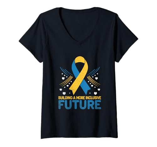 Damen Aufbau eines inklusiveren zukünftigen Down-Syndrom-Bewusstseins T-Shirt mit V-Ausschnitt Damen Aufbau eines inklusiveren zukünftigen Down-Syndrom-Bewusstseins T-Shirt mit V-Ausschnitt von Down Syndrome Awareness Support Trisomy 21 GIFT