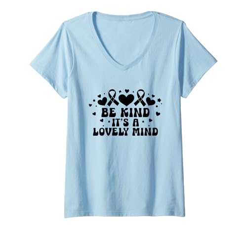 Damen Be Kind It's A Lovely Mind Down Syndrome Awareness Month T-Shirt mit V-Ausschnitt von Down Syndrome Awareness Support Trisomy 21 GIFT