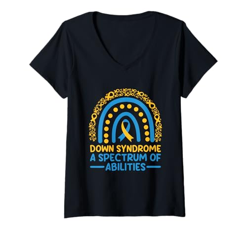 Damen Down-Syndrom A Spectrum Of Abilities Awareness Month T-Shirt mit V-Ausschnitt Damen Down-Syndrom A Spectrum Of Abilities Awareness Month T-Shirt mit V-Ausschnitt von Down Syndrome Awareness Support Trisomy 21 GIFT