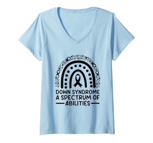 Damen Down-Syndrom A Spectrum Of Abilities Awareness Month T-Shirt mit V-Ausschnitt Damen Down-Syndrom A Spectrum Of Abilities Awareness Month T-Shirt mit V-Ausschnitt von Down Syndrome Awareness Support Trisomy 21 GIFT