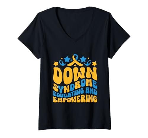 Damen Down-Syndrom Aufklärung und Stärkung des Down-Syndroms Monat T-Shirt mit V-Ausschnitt Damen Down-Syndrom Aufklärung und Stärkung des Down-Syndroms Monat T-Shirt mit V-Ausschnitt von Down Syndrome Awareness Support Trisomy 21 GIFT