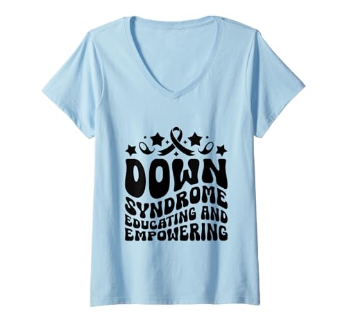 Damen Down-Syndrom Aufklärung und Stärkung des Down-Syndroms Monat T-Shirt mit V-Ausschnitt Damen Down-Syndrom Aufklärung und Stärkung des Down-Syndroms Monat T-Shirt mit V-Ausschnitt von Down Syndrome Awareness Support Trisomy 21 GIFT