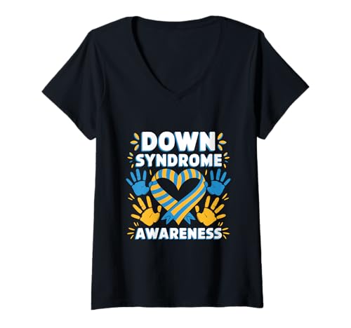 Damen Down-Syndrom Awareness Down Syndrome Awareness Monat T-Shirt mit V-Ausschnitt Damen Down-Syndrom Awareness Down Syndrome Awareness Monat T-Shirt mit V-Ausschnitt von Down Syndrome Awareness Support Trisomy 21 GIFT