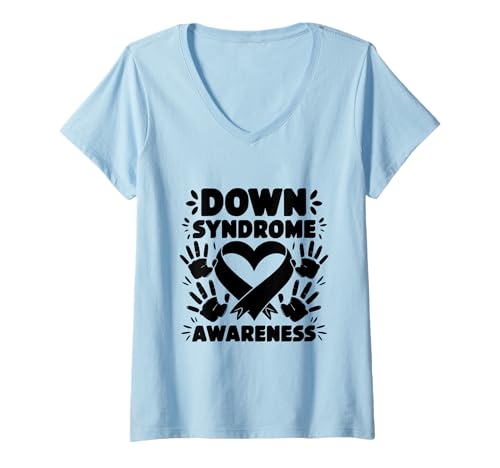 Damen Down-Syndrom Awareness Down Syndrome Awareness Monat T-Shirt mit V-Ausschnitt Damen Down-Syndrom Awareness Down Syndrome Awareness Monat T-Shirt mit V-Ausschnitt von Down Syndrome Awareness Support Trisomy 21 GIFT