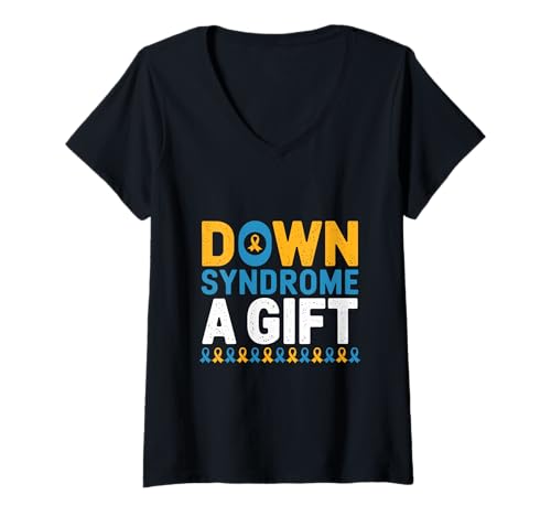 Damen Down-Syndrom Ein Geschenk zum Down-Syndrom Awareness Month Warrior T-Shirt mit V-Ausschnitt Damen Down-Syndrom Ein Geschenk zum Down-Syndrom Awareness Month Warrior T-Shirt mit V-Ausschnitt von Down Syndrome Awareness Support Trisomy 21 GIFT